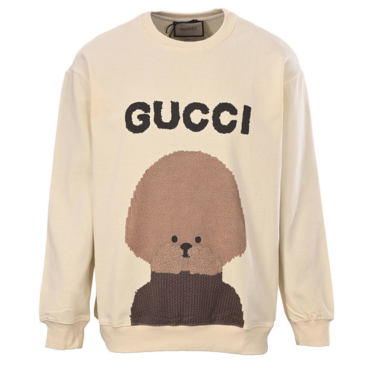 GUCCI Cream Fluffy Dog Graphic Cotton Sweatshirt