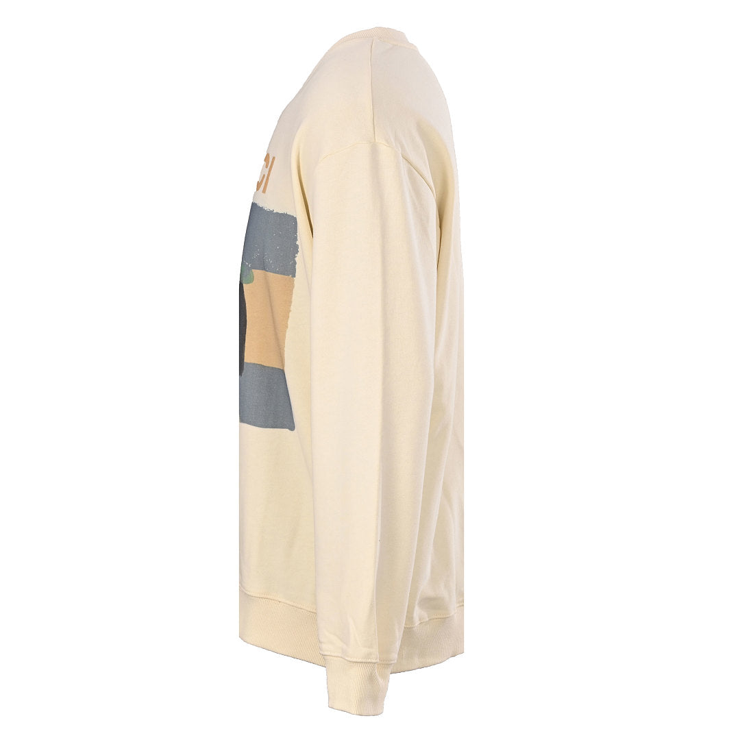 GUCCI Cream Green Hat Dog Graphic Cotton Sweatshirt