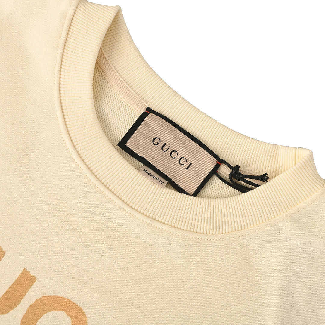GUCCI Cream Green Hat Dog Graphic Cotton Sweatshirt
