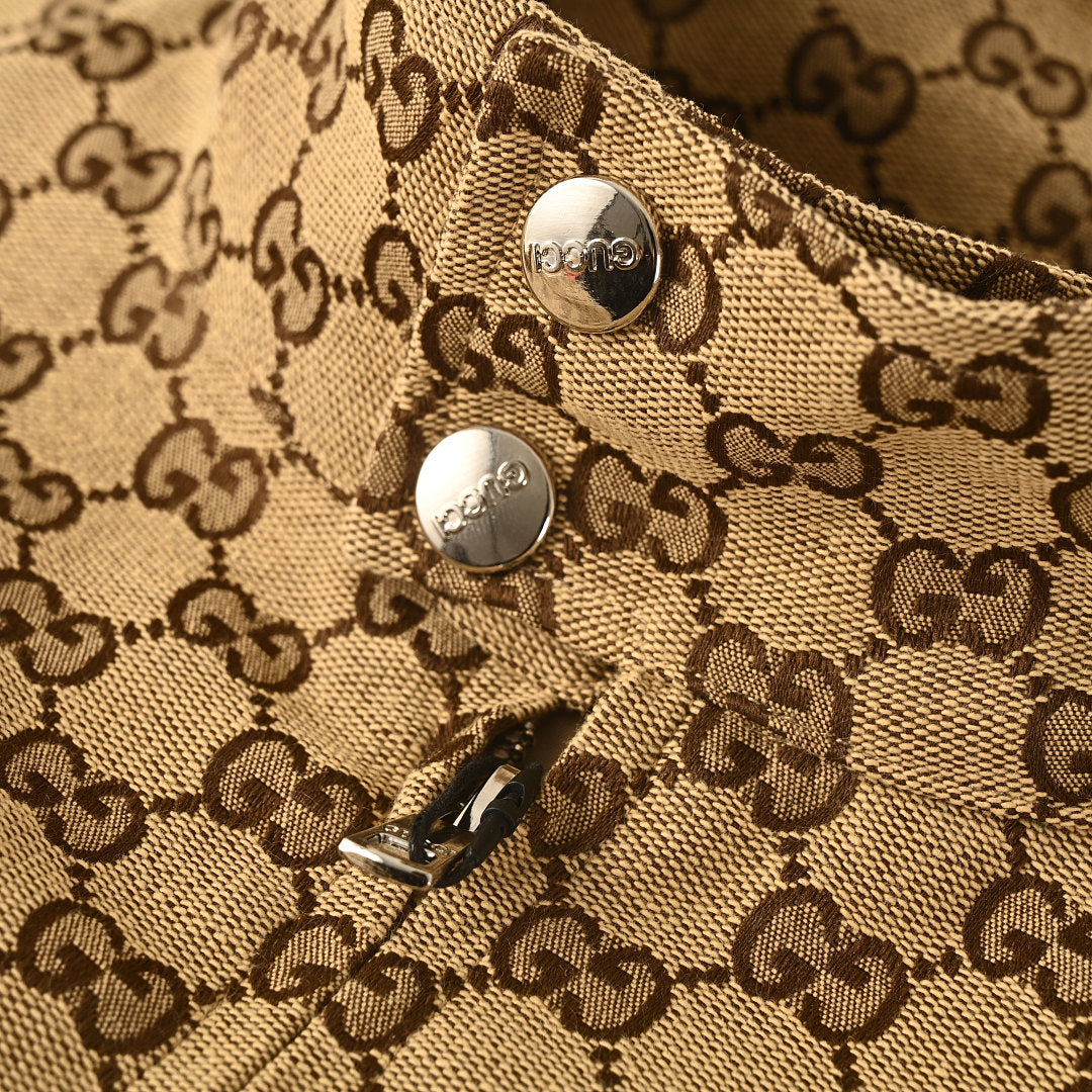 GUCCI Beige and Brown GG Jacquard Zip-Up Jacket