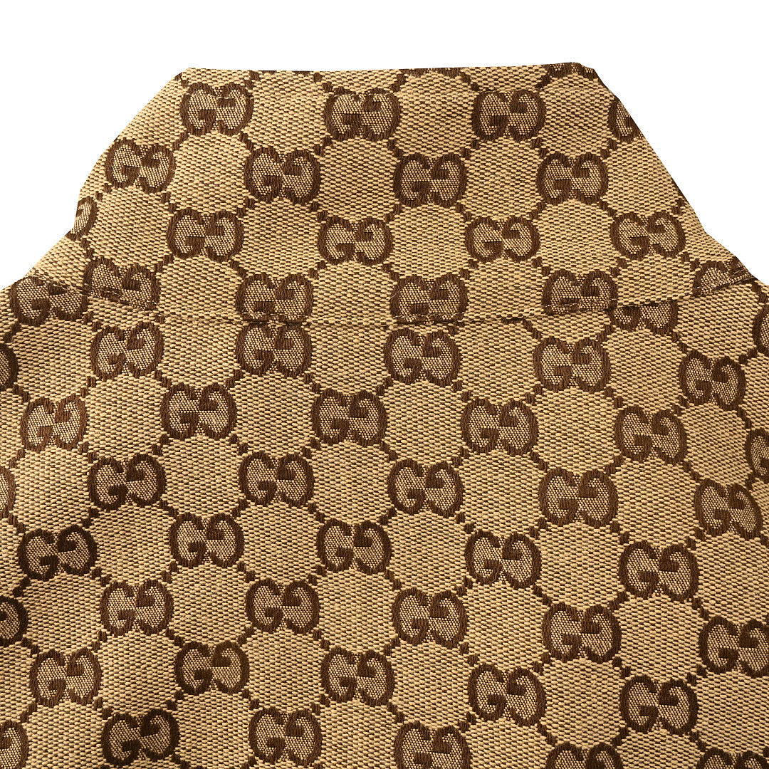 GUCCI Beige and Brown GG Jacquard Zip-Up Jacket