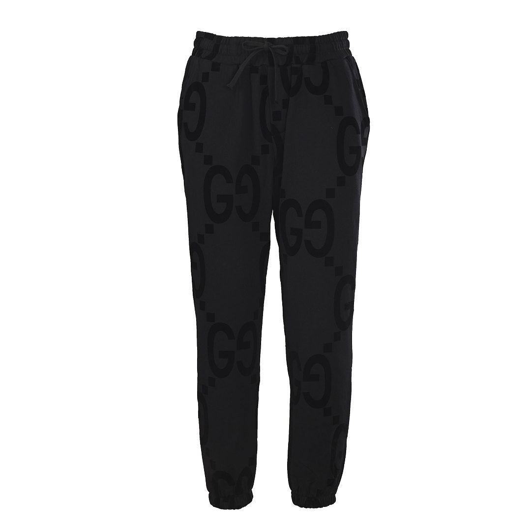 GUCCI Black GG Flocked Cotton Jogger Pants