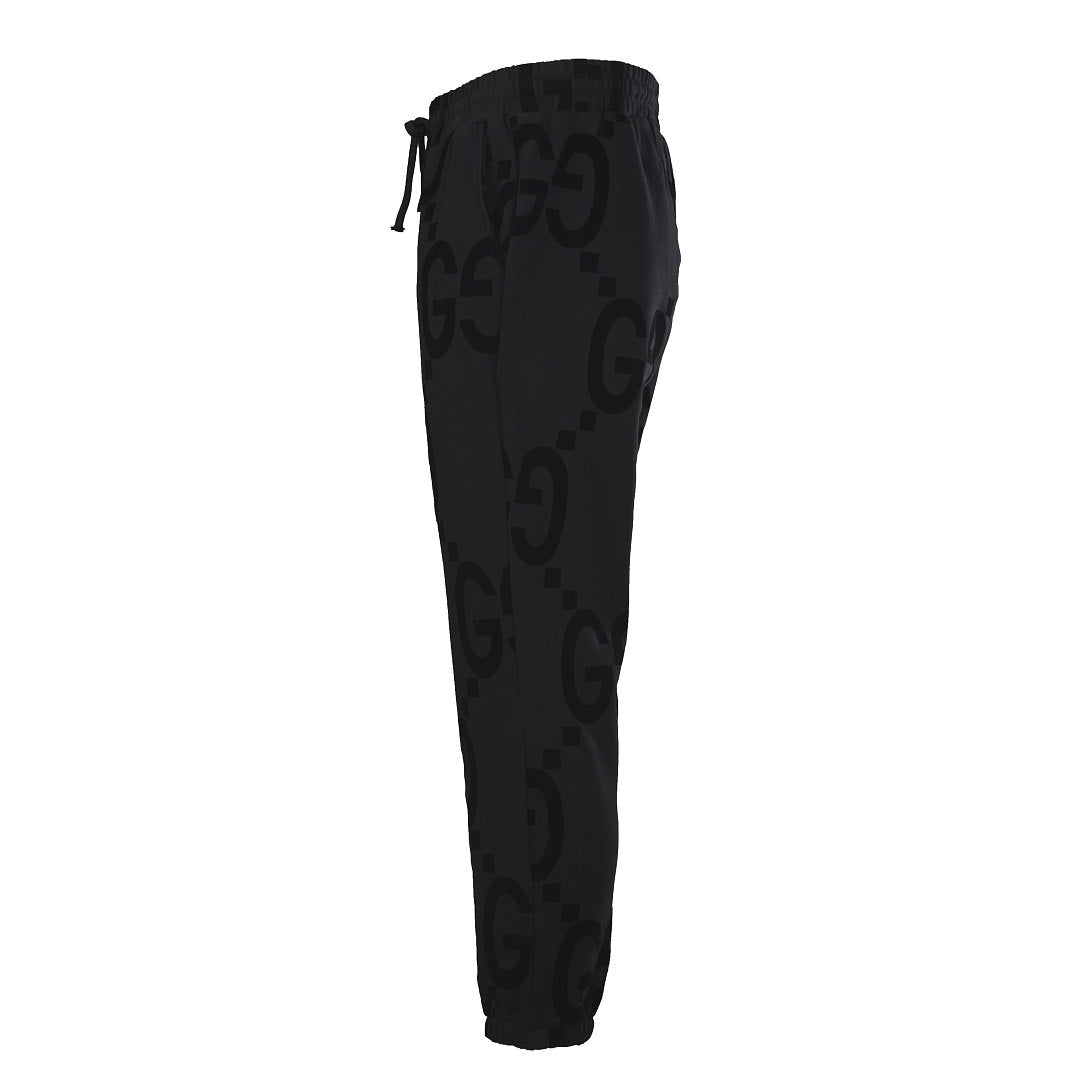 GUCCI Black GG Flocked Cotton Jogger Pants