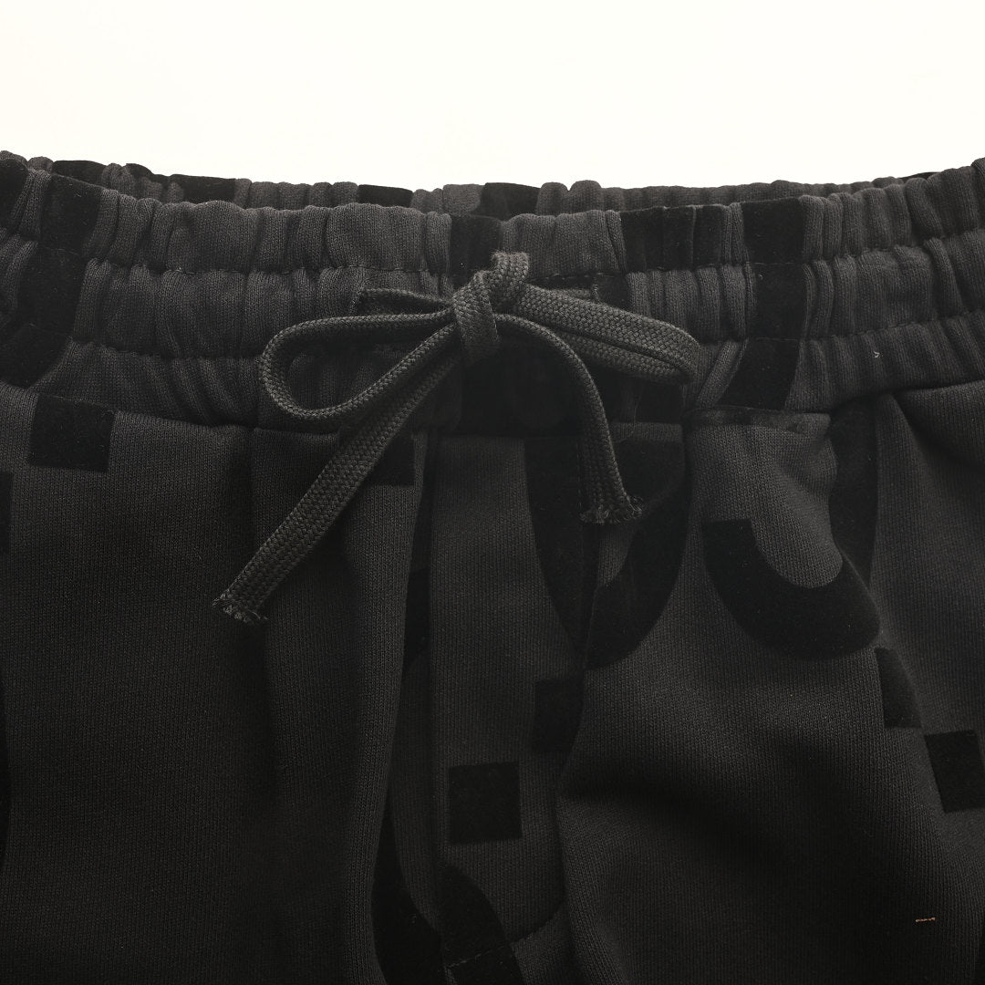GUCCI Black GG Flocked Cotton Jogger Pants