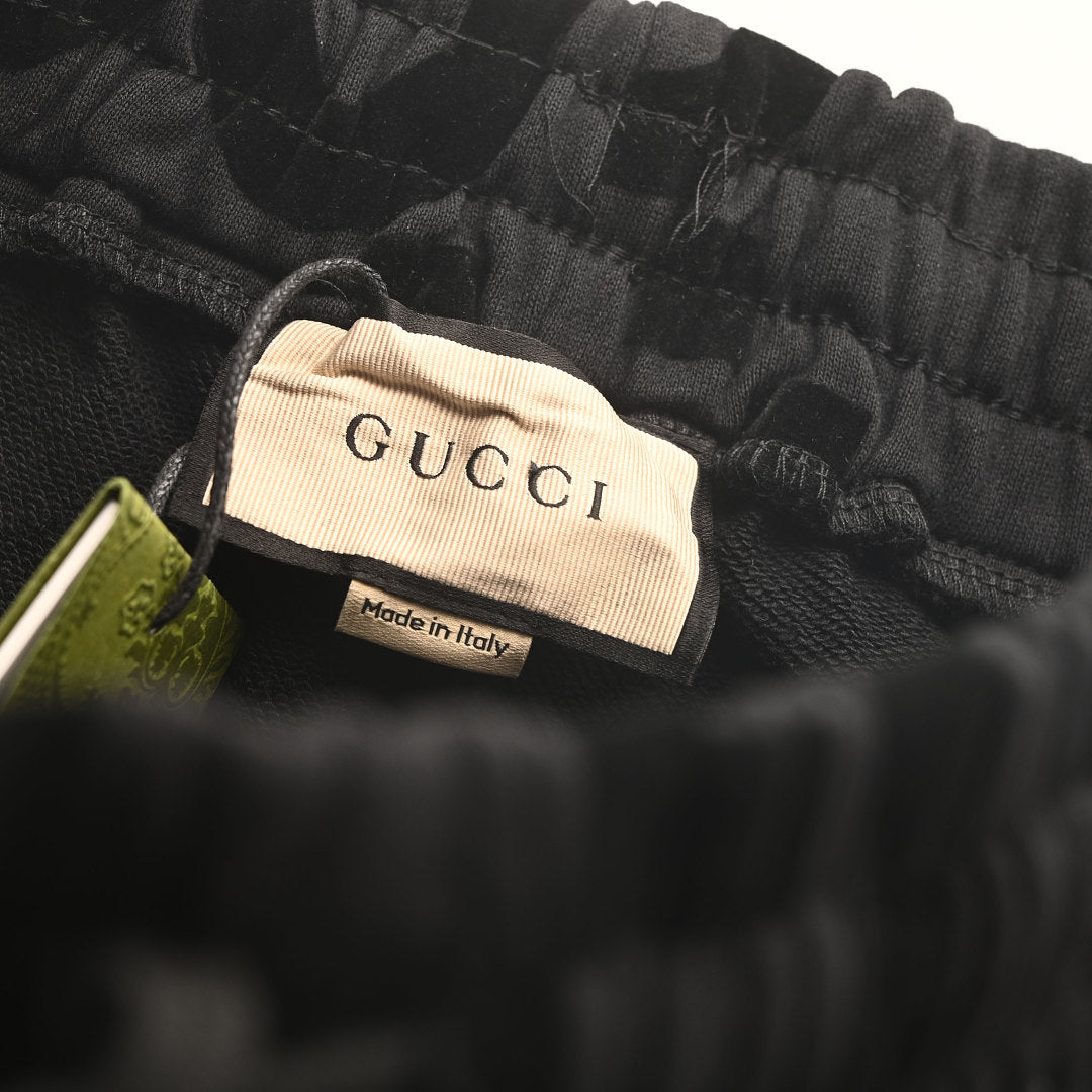 GUCCI Black GG Flocked Cotton Jogger Pants