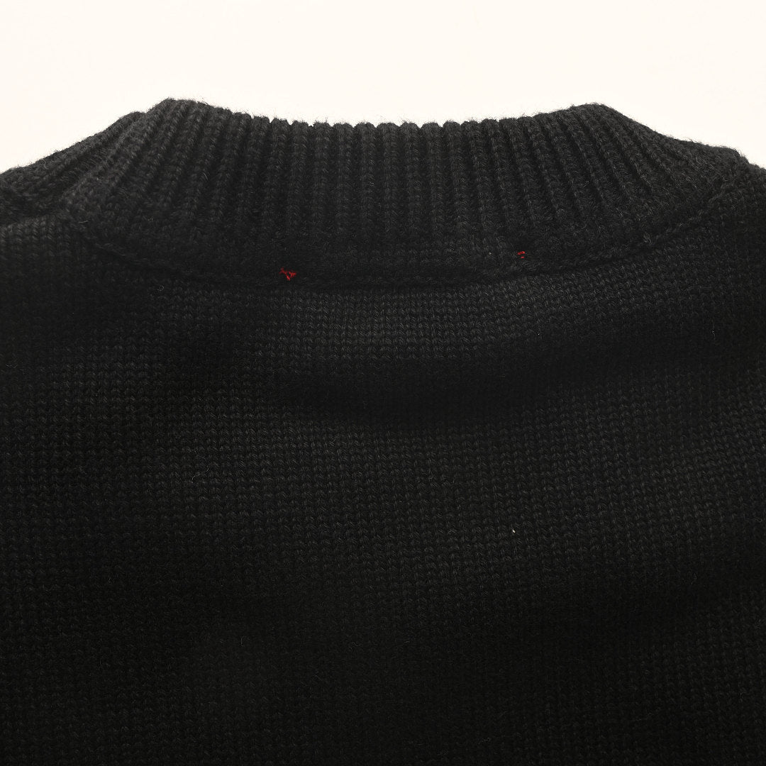 GUCCI Black Logo Jacquard Wool-Blend Crewneck Sweater