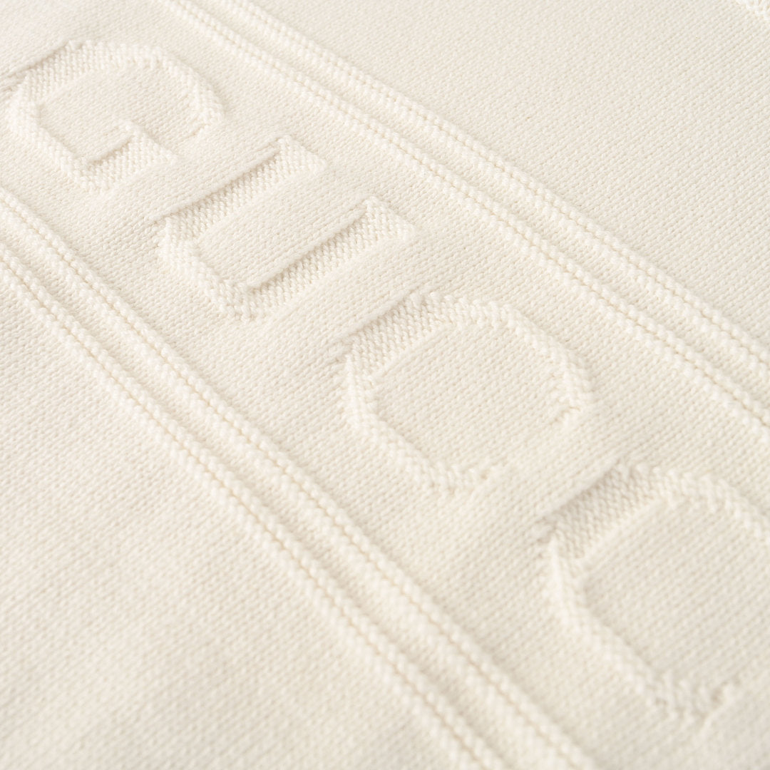 GUCCI Cream Logo Jacquard Wool-Blend Crewneck Sweater