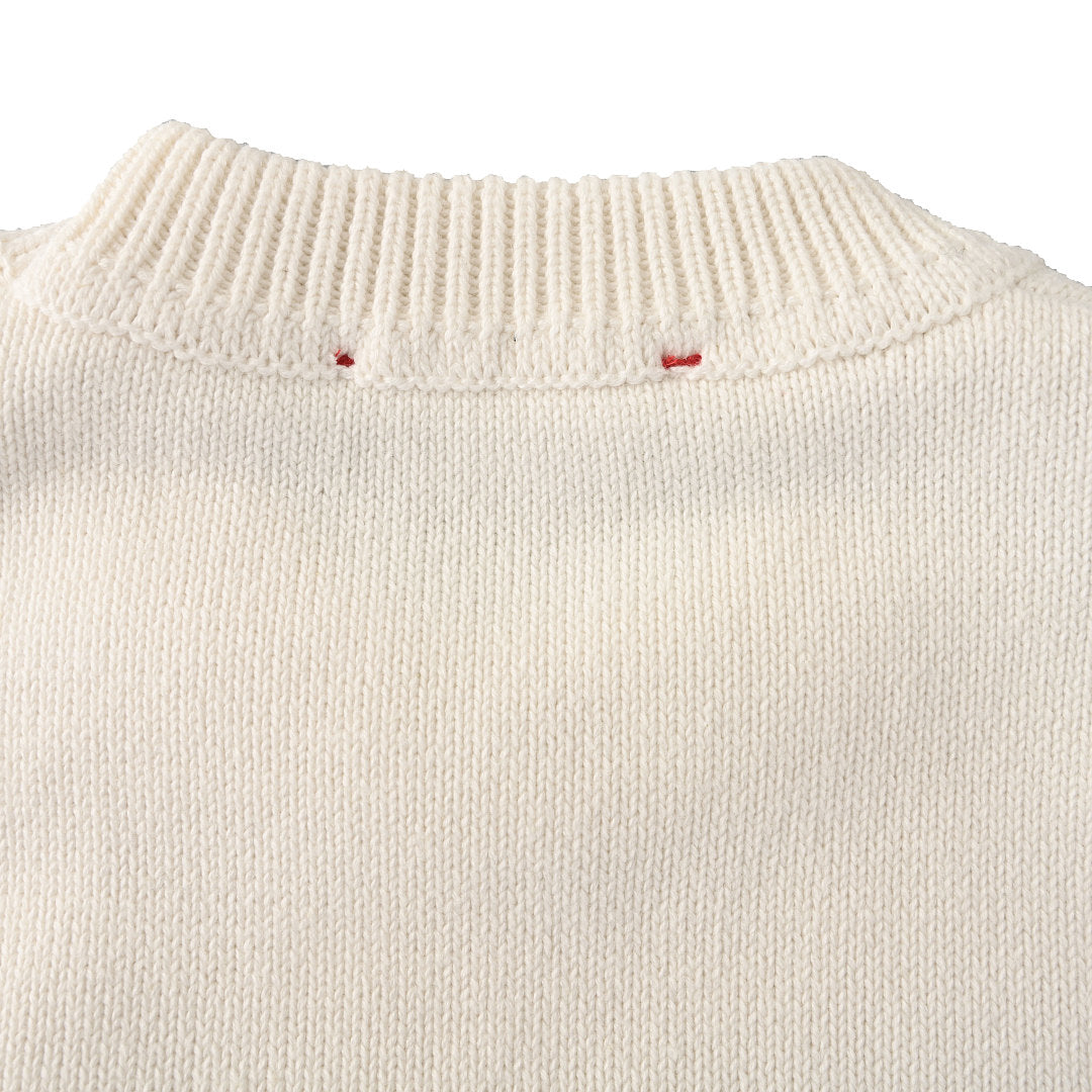 GUCCI Cream Logo Jacquard Wool-Blend Crewneck Sweater