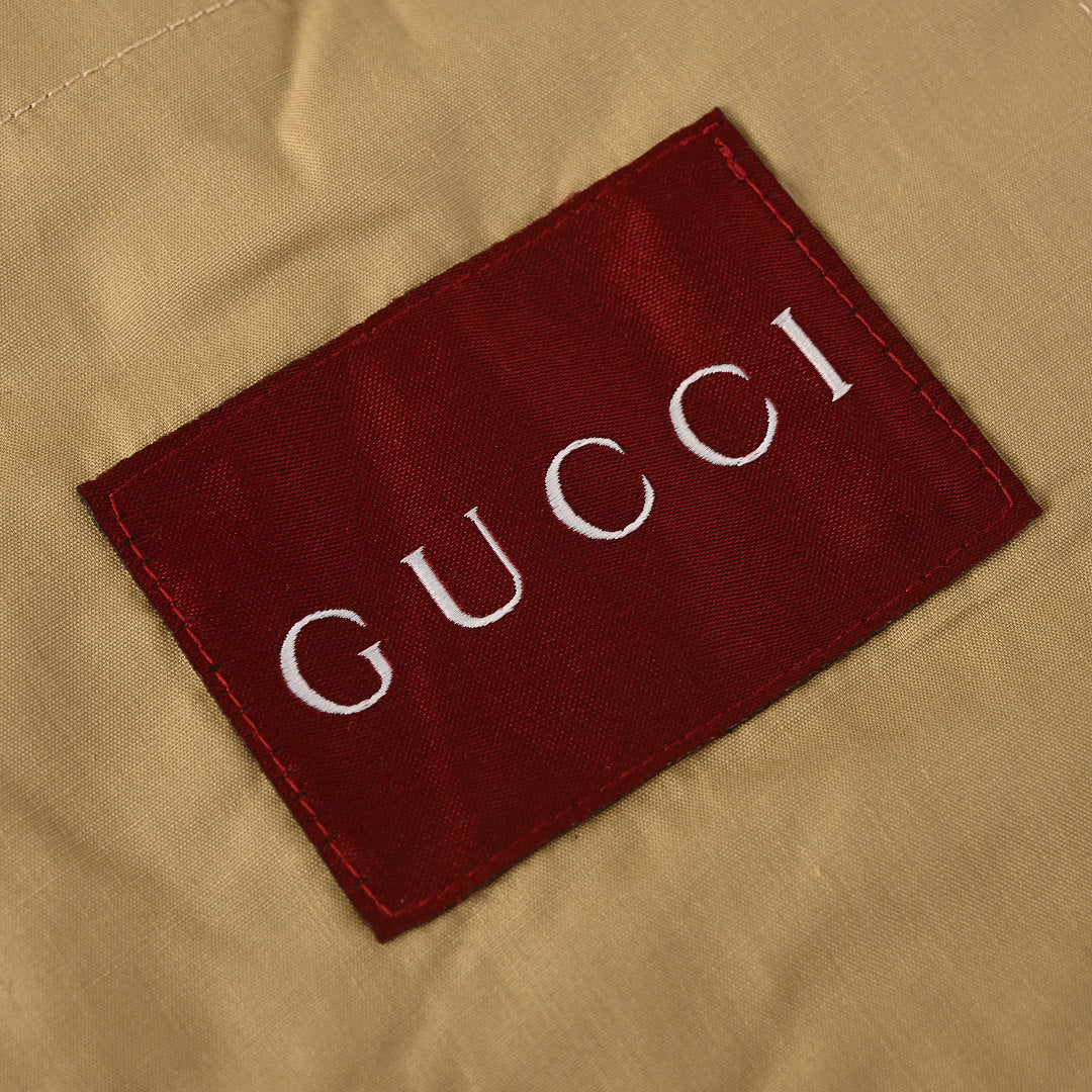 GUCCI Beige GG Jacquard Canvas Jacket with Colorful Embroidery