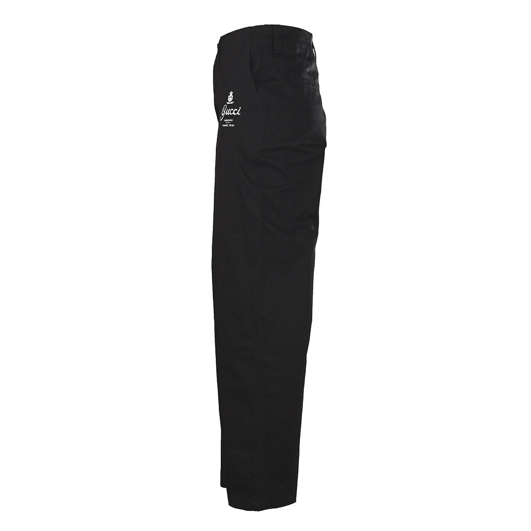 GUCCI Black Cotton Twill Straight-Leg Pants