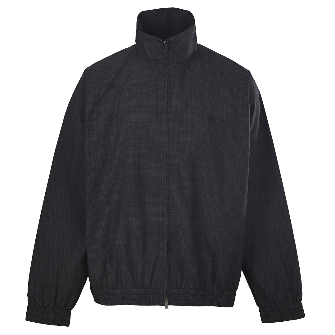 GUCCI Check Stand-Collar Jacket with Embroidered Emblem