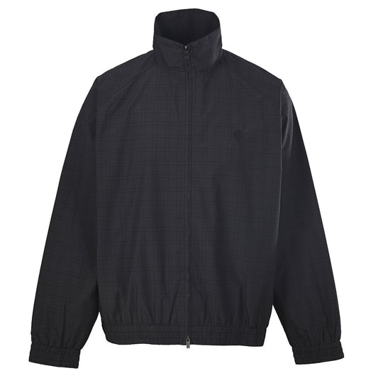 GUCCI Check Stand-Collar Jacket with Embroidered Emblem