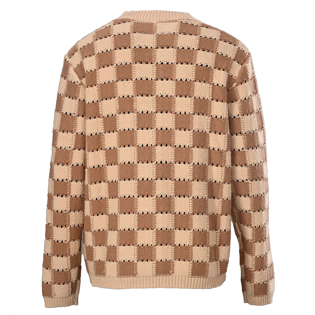 Louis Vuitton Damier Knit Cardigan with Leather Patch