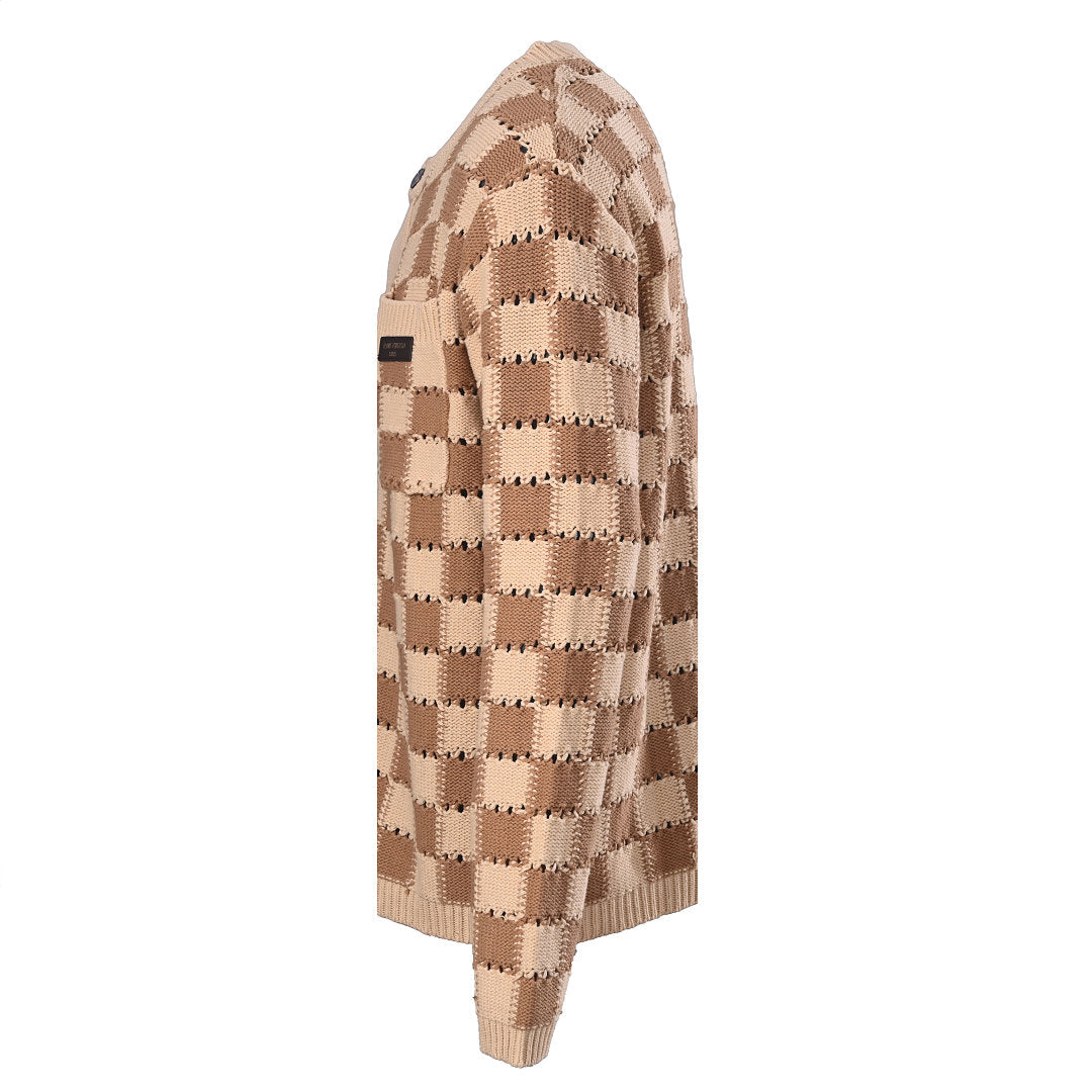 Louis Vuitton Damier Knit Cardigan with Leather Patch