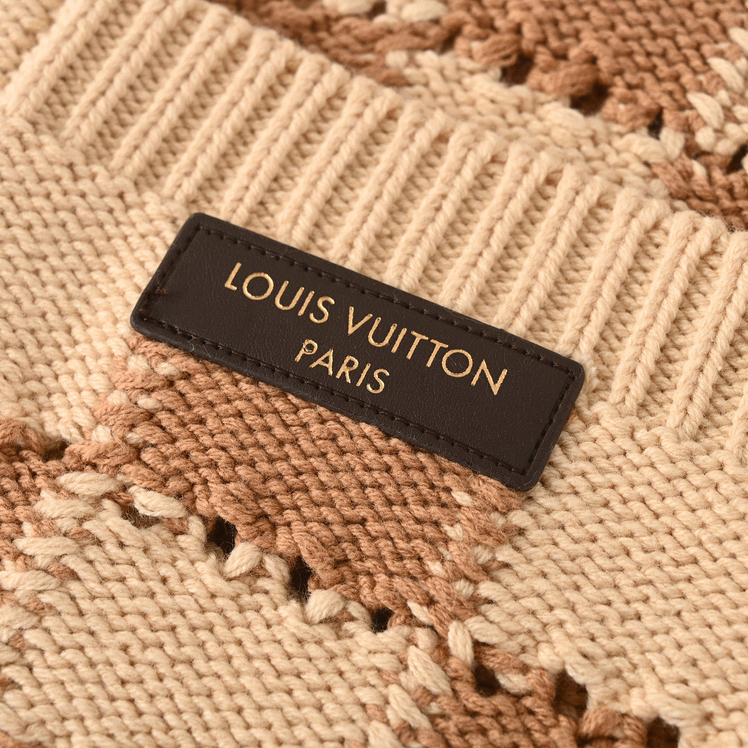 Louis Vuitton Damier Knit Cardigan with Leather Patch