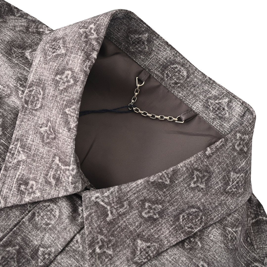 Louis Vuitton Digital Print Jacket with Leather Trim