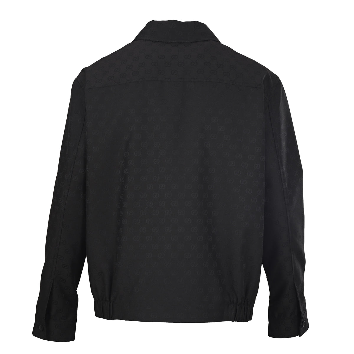 Gucci Black Tonal GG Jacquard Zip-Front Collared Jacket