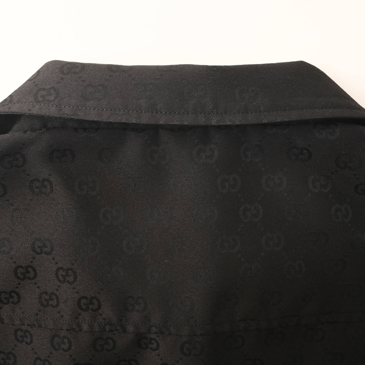 Gucci Black Tonal GG Jacquard Zip-Front Collared Jacket