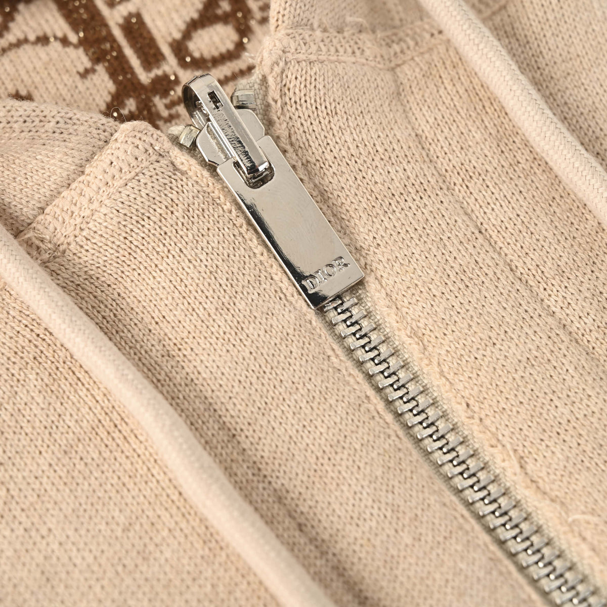 Christian Dior Cashmere Hooded Zip-Up Jacket with Monogram Lining for Casual Layering