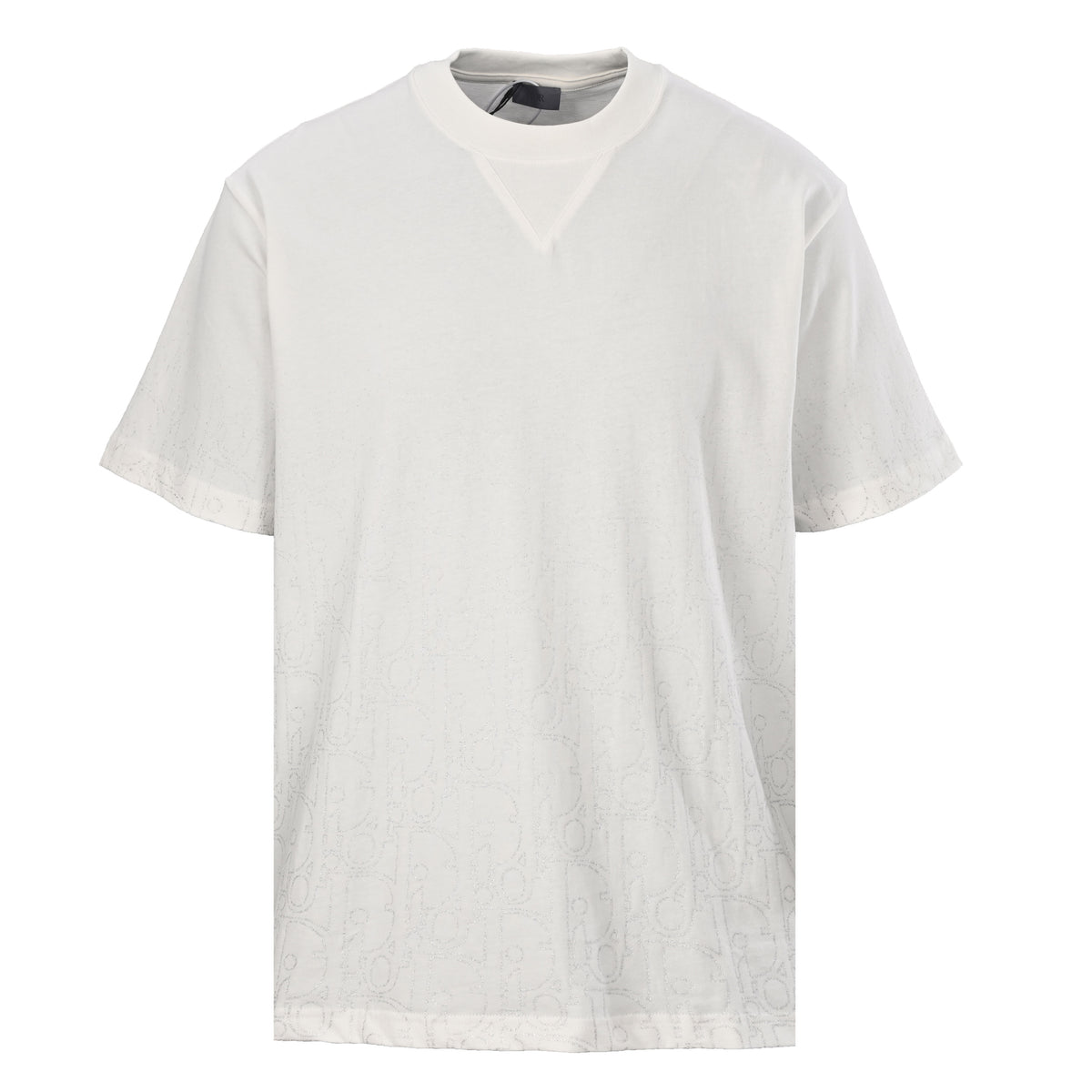 Christian Dior Gradient Monogram Short-Sleeve T-Shirt with Silver-Tone Thread Accents for Statement Styling