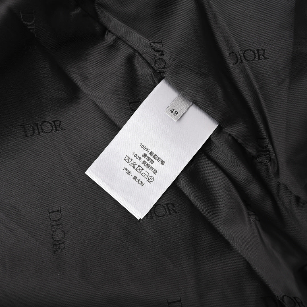 Christian Dior Silk Jacquard Hooded Jacket with Sleeve Label Detail for Elevated Casual Layering