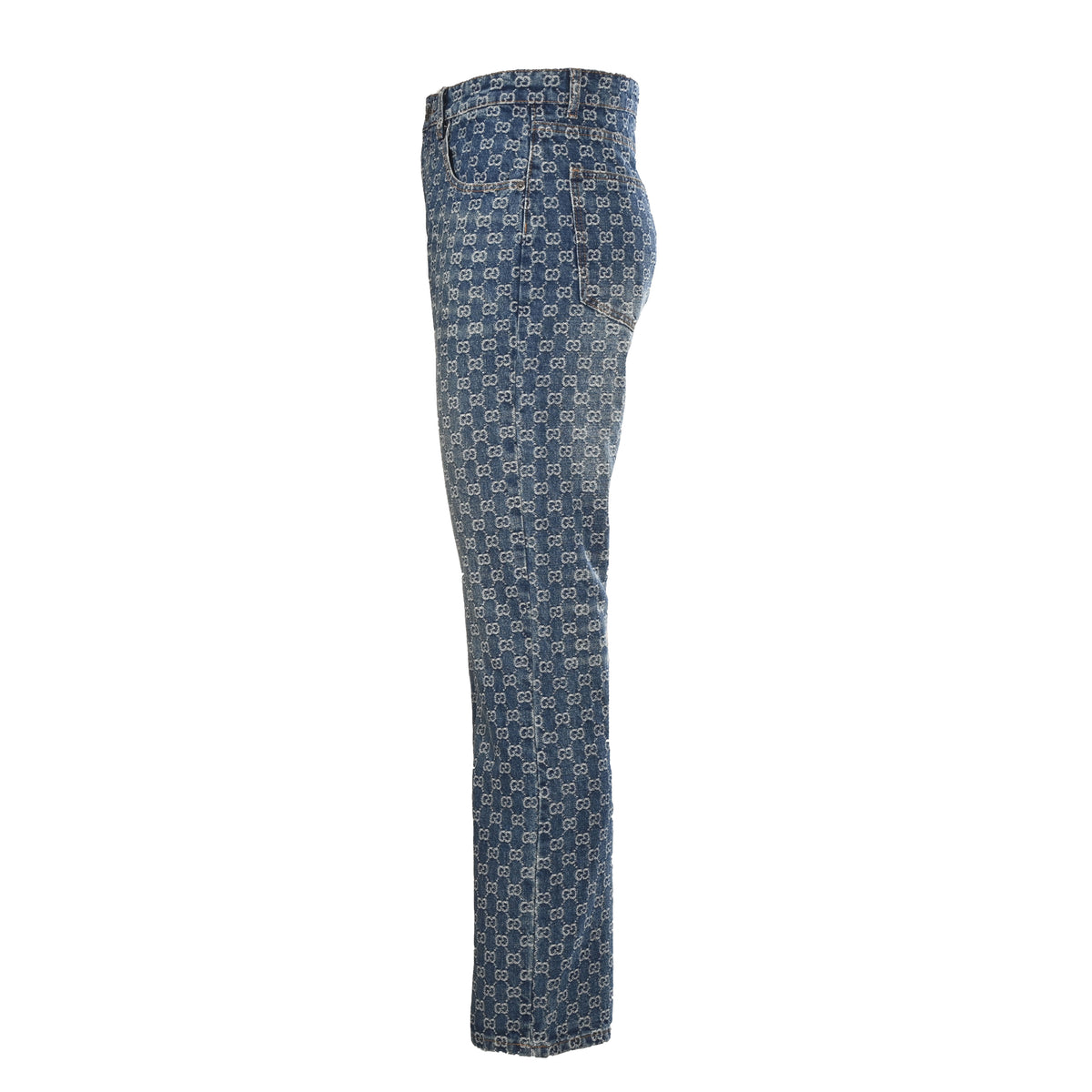 Gucci Unisex GG Jacquard Wide-Leg Jeans in Navy