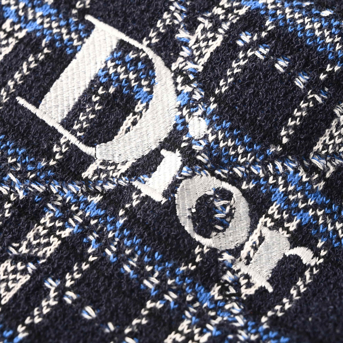 Christian Dior Starry Check Knit Sweater with Embroidered Detail and Crewneck Pullover Style