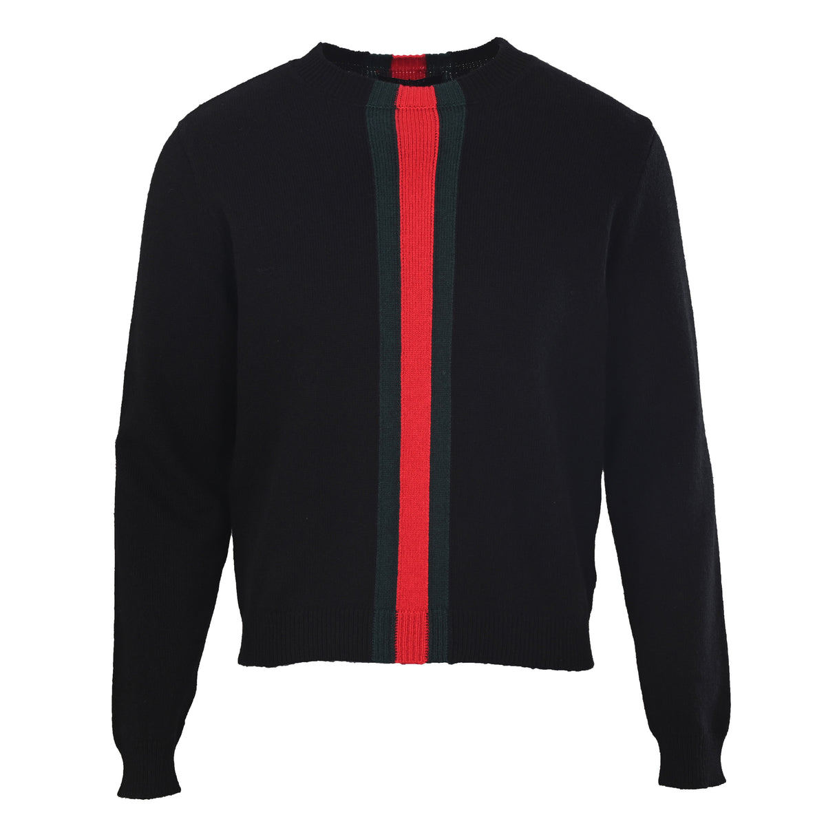 Gucci Black Red and Green Stripe Slim-Fit Wool Sweater