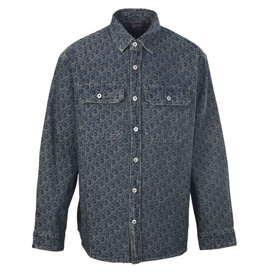 Christian Dior Oblique All-Over Monogram Jacquard Denim Overshirt Jacket