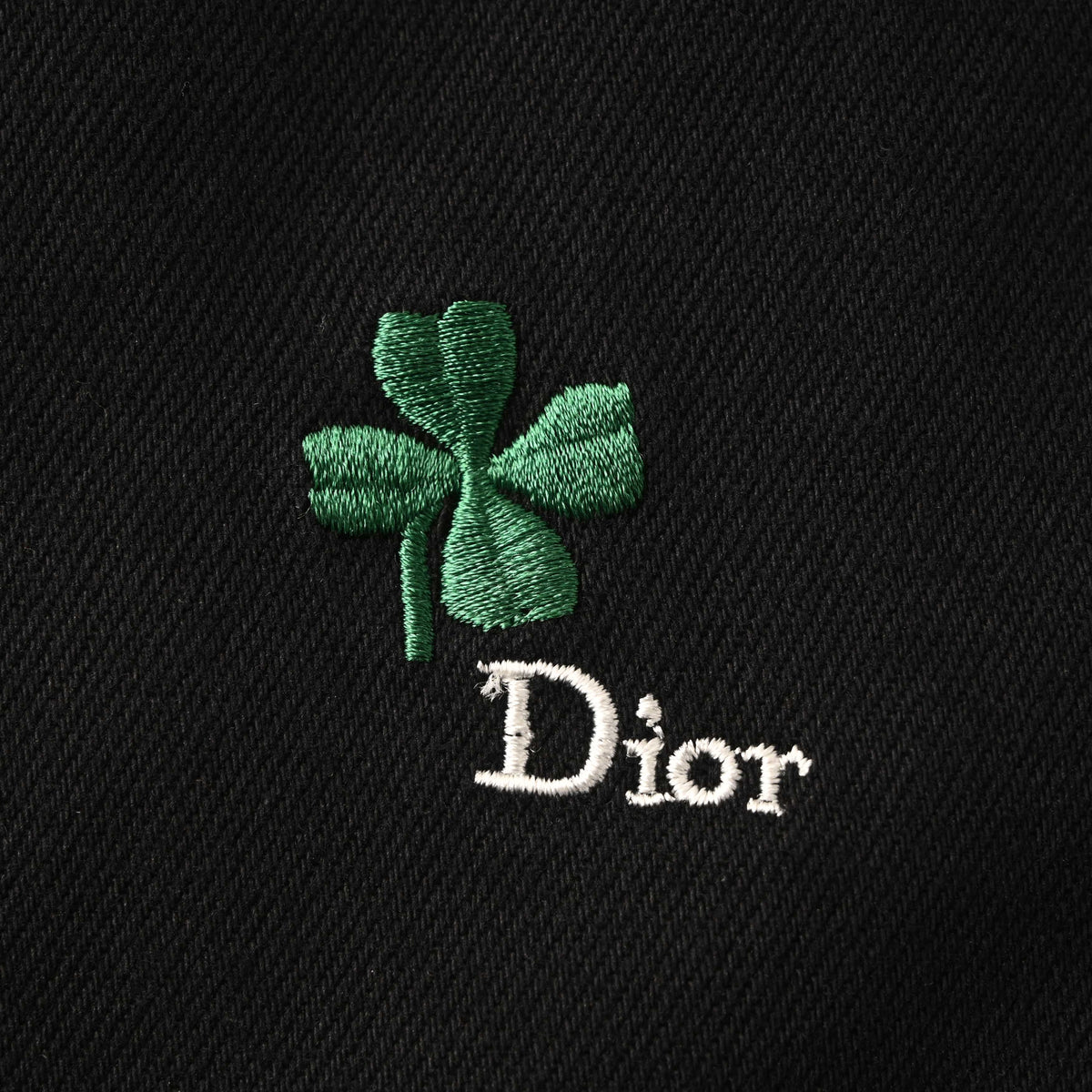 Christian Dior Four-Leaf Clover Embroidered Long-Sleeve Overshirt Jacket for Layered Streetwear