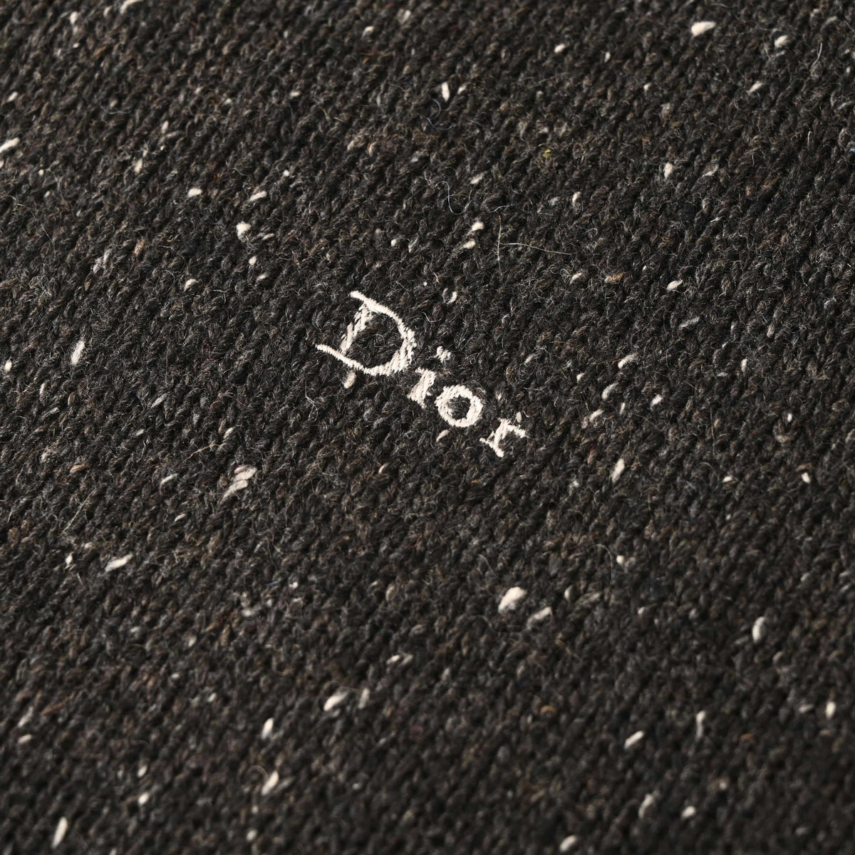 Christian Dior Embroidered Lettering Crew Neck Sweater with Mottled Knit Effect