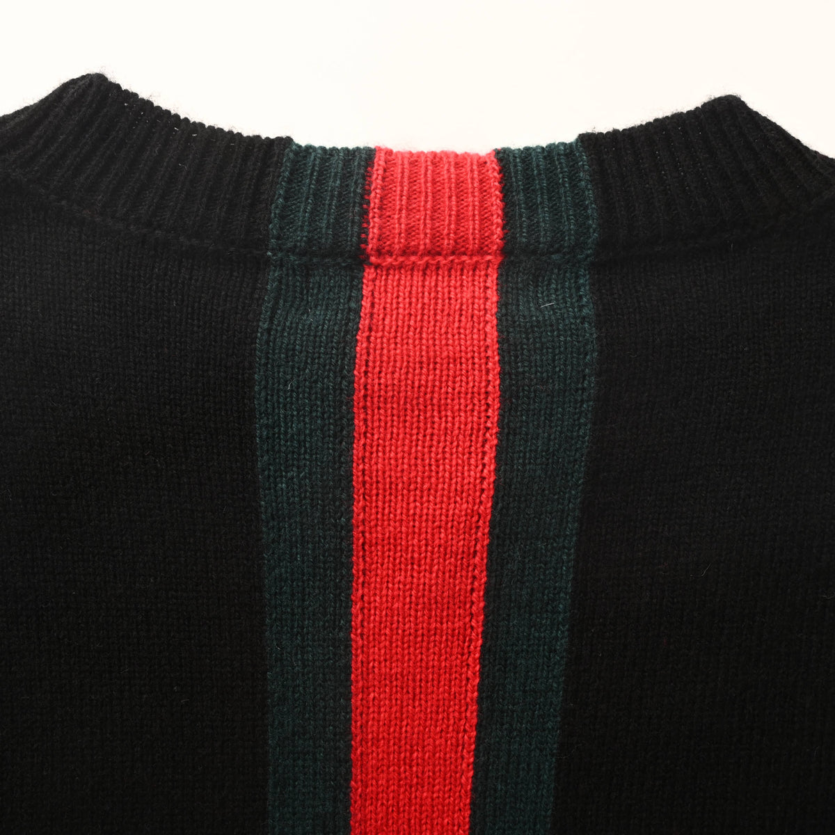 Gucci Black Red and Green Stripe Slim-Fit Wool Sweater