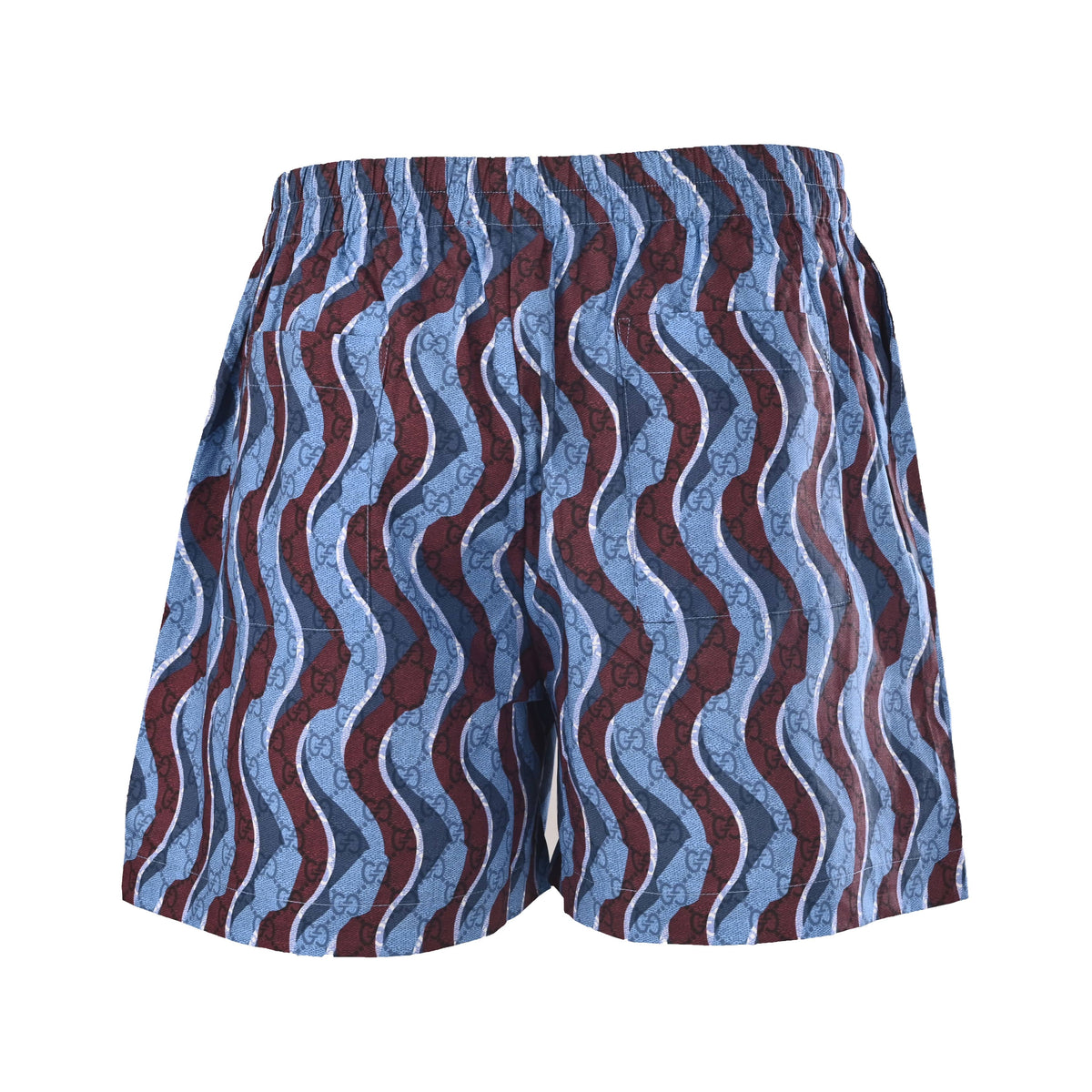 Gucci Blue GG Wave Stripe Elastic-Waist Shorts