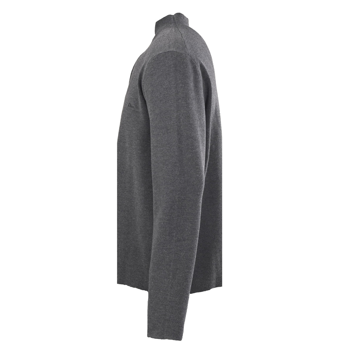 Christian Dior Small Logo Wool Knit Cardigan with Double-Faced Fabric and Zip Front