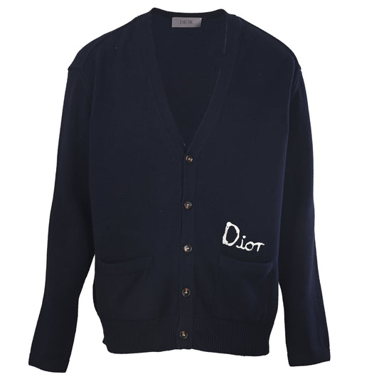Christian Dior Jacquard Lettering Cardigan, Patterned Knitwear for Everyday Layered Looks