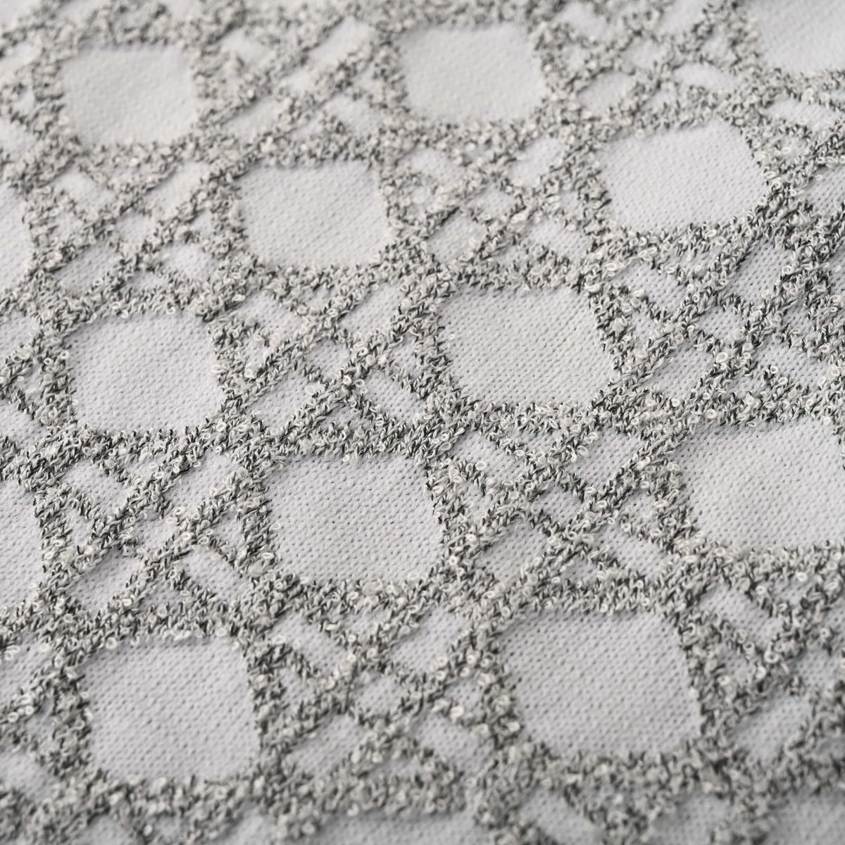 Christian Dior Grey and White Cannage Knit Zip-Up Jacket, Patterned Knitwear for Smart Casual Layering