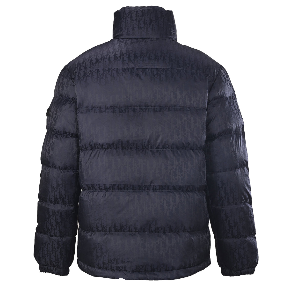 Christian Dior Tonal Monogram Down Jacket with Stand Collar for Winter Layering
