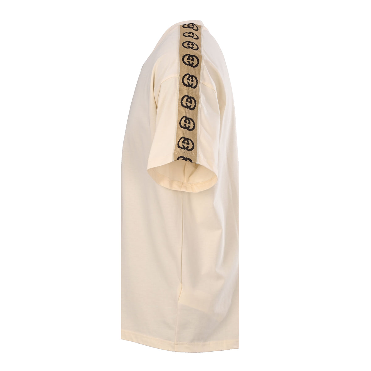 Gucci Beige GG Jacquard Tape Oversized Crewneck T-Shirt