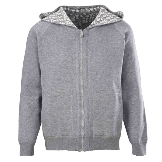 Christian Dior Back Lettering Cashmere Knit Jacket, Reversible Oblique Monogram Jacquard Layering Style