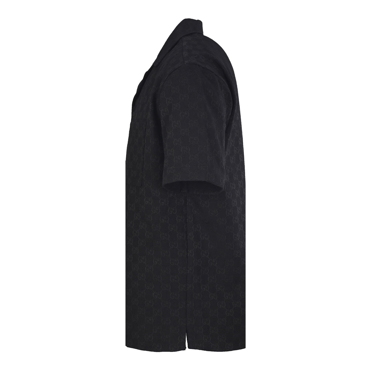Gucci Black Tonal GG Jacquard Short-Sleeve Camp Collar Shirt