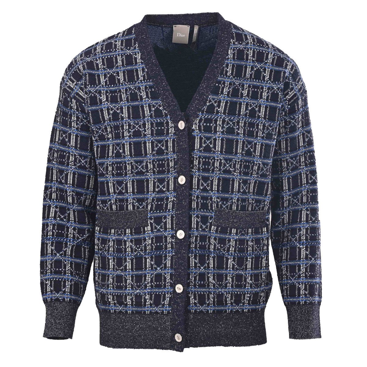 Christian Dior Starry Check Knit Cardigan, Patterned Sweater Jacket for Layered Outfits