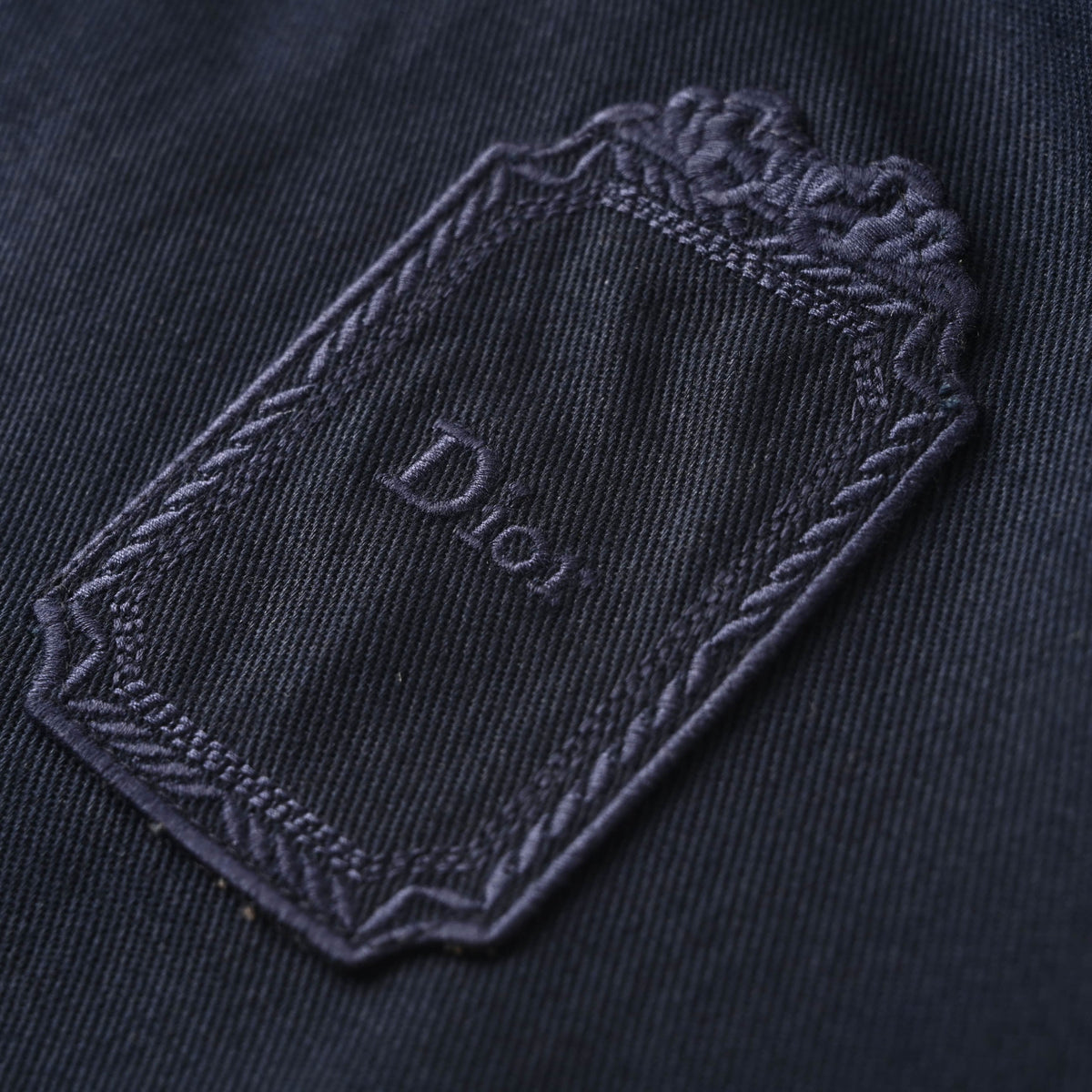 Christian Dior Gabardine Jacket with Embroidered Square Logo Patch, Smart-Casual Outerwear