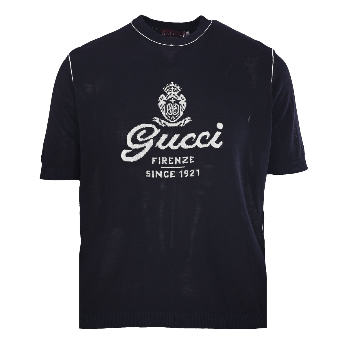 Gucci Black Firenze 1921 Intarsia Knit Crewneck T-Shirt