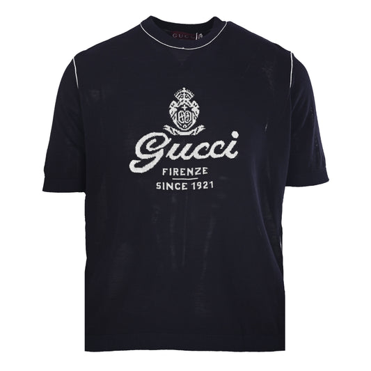 Gucci Black Firenze 1921 Intarsia Knit Crewneck T-Shirt