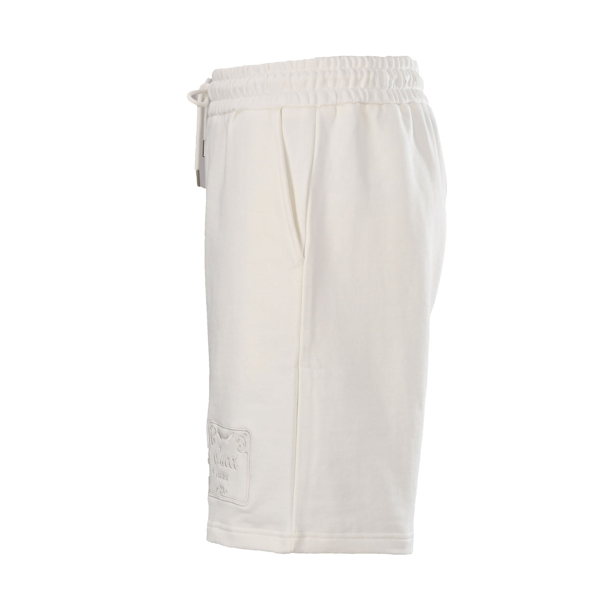 Gucci White Embroidered Logo Patch Drawstring Shorts