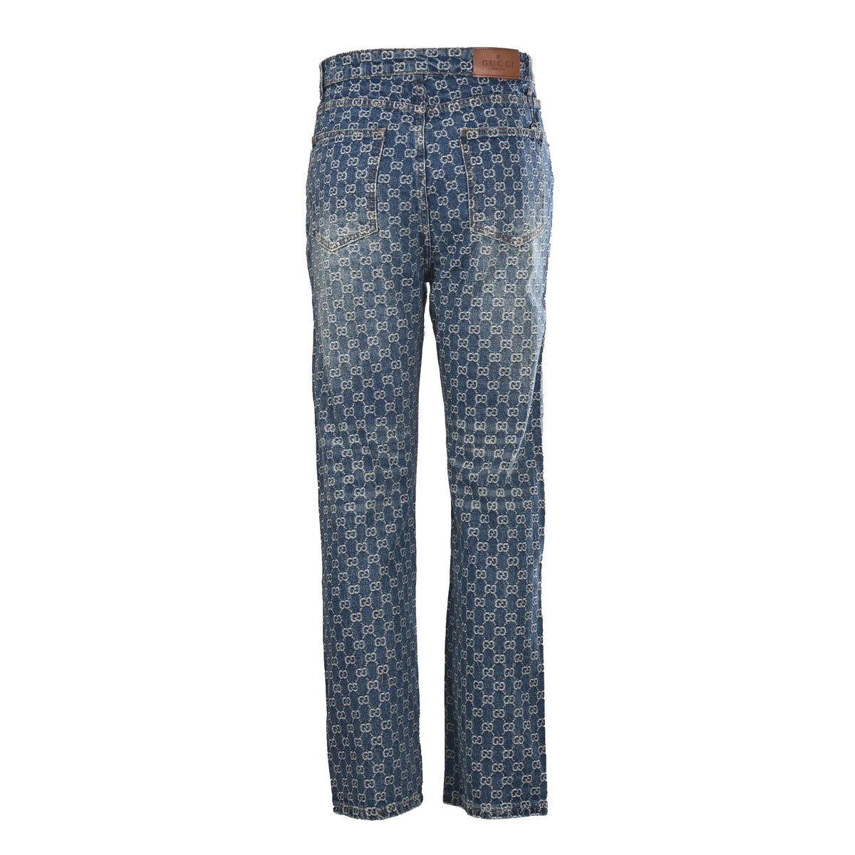 Gucci Unisex GG Jacquard Wide-Leg Jeans in Navy