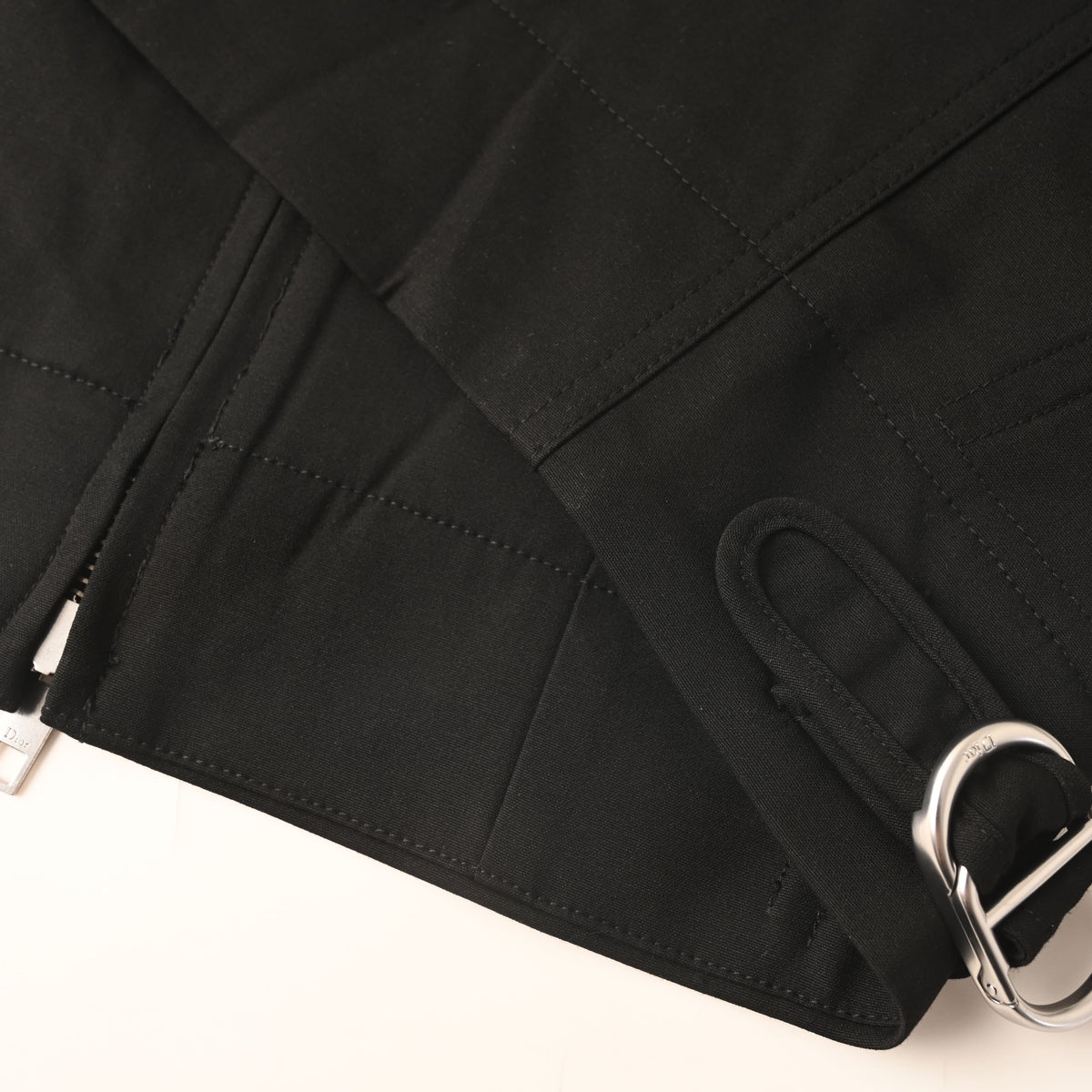 Christian Dior Collared Zip-Up Jacket with Buckle Hem Detail, Casual Layering Outerwear