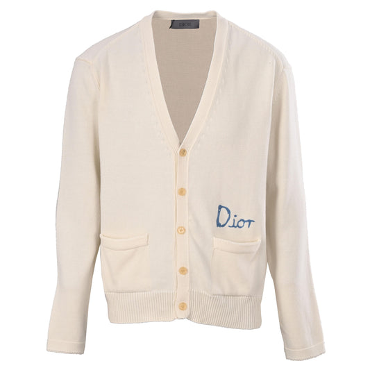 Christian Dior Letter Jacquard Knit Cardigan for Smart Casual Layering and Everyday Outfits
