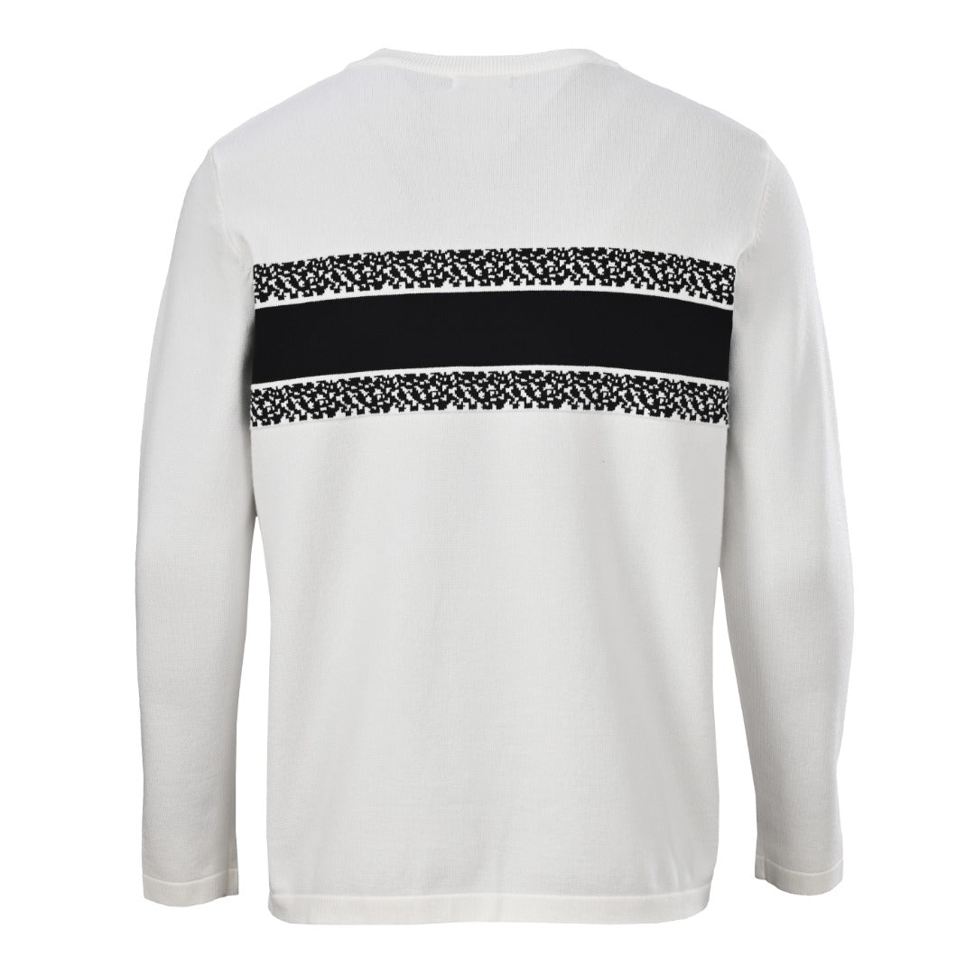 Christian Dior Chest Lettering Jacquard Crewneck Sweater, Knit Pullover for Smart Casual Layering