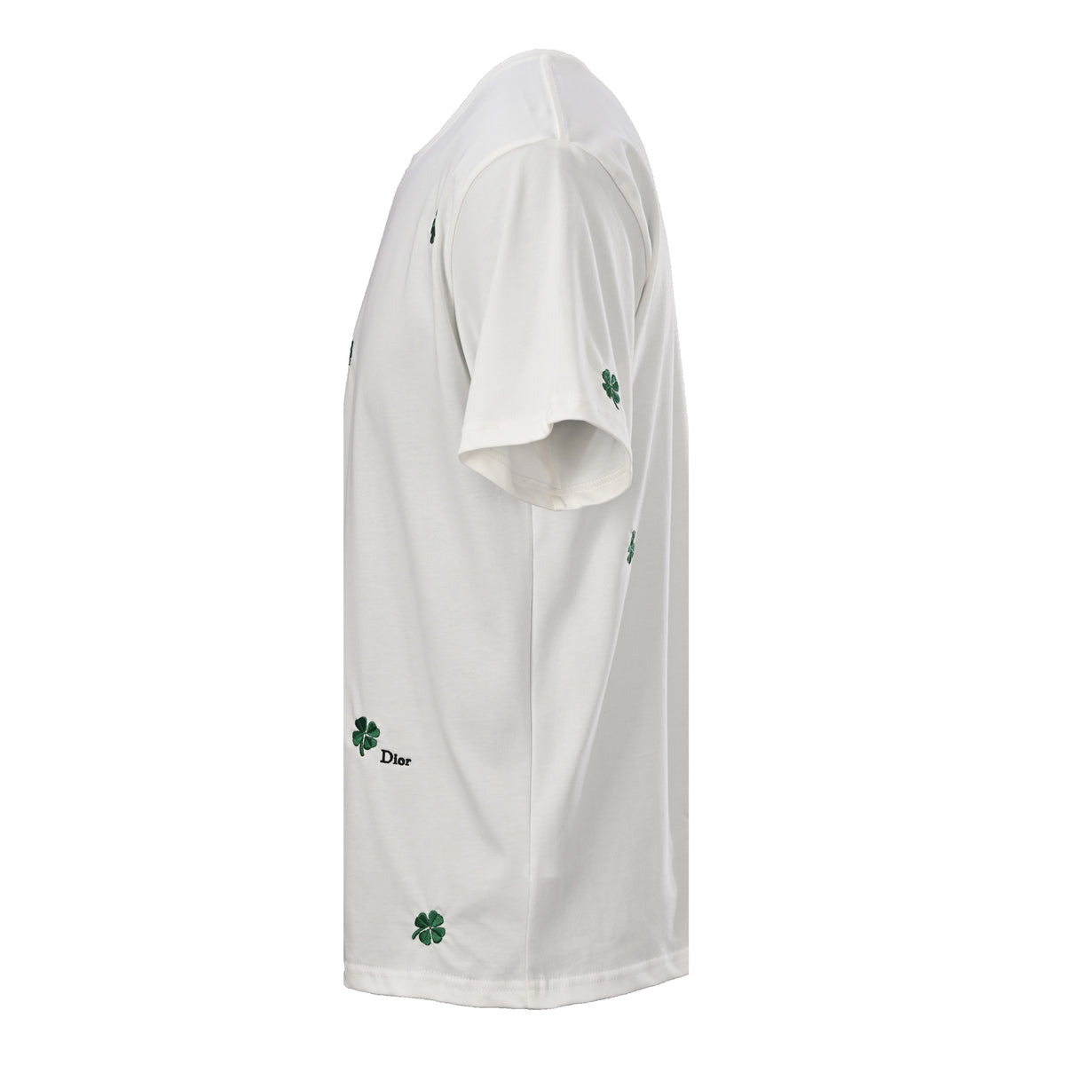 Christian Dior CD All-Over Four-Leaf Clover Embroidered T-Shirt | Short-Sleeve Statement Tee